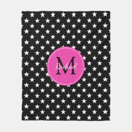 Raven Black en Diva Pink Stars Monogram Fleece Deken