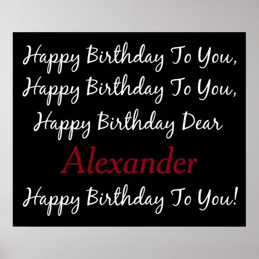 Raven Black en White Birthday Song Personalized Poster (Voorkant)