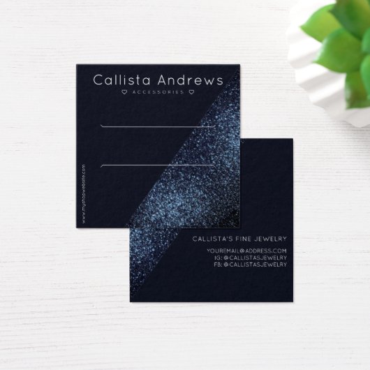 Raven Black Glitter Geo Heart Hair Clip Display Vierkante Visitekaartjes (Bureau)