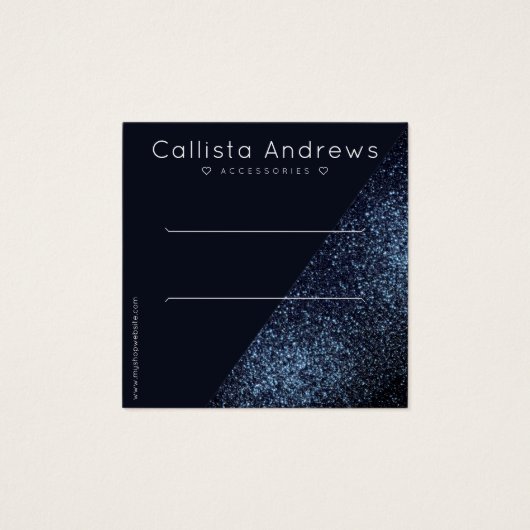 Raven Black Glitter Geo Heart Hair Clip Display Vierkante Visitekaartjes (Voorkant)