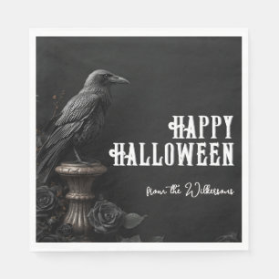 Raven & Black Rose Gotische Halloween Aangepaste N Servet