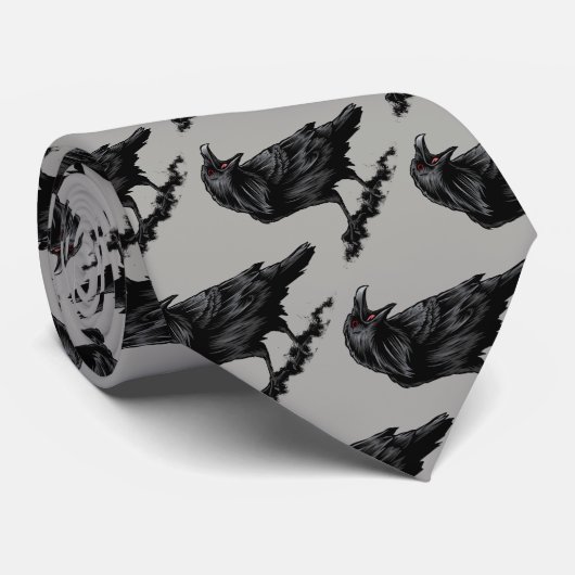 Raven Black Silhouette Bird Stropdas (Opgerold)