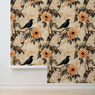 Raven Bloemenkroon Gothisch Behang