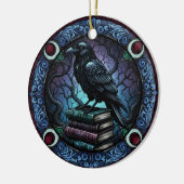 Raven Book Stack Gothic Bookish Keramisch Ornament (Links)