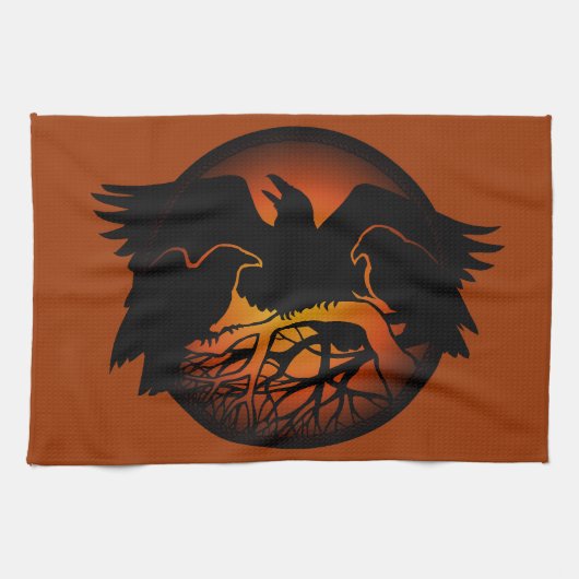 Raven Bord First Nations Raven Art Serving Borden Theedoek (Horizontaal)