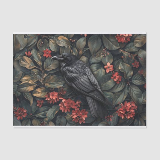 Raven Botanische Bloemen Decoupage Tissuepapier (Voorkant)