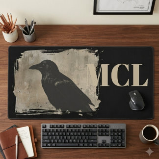 Raven bureau-accessoire met beige initiaal bureaumat