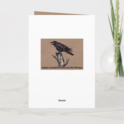 Raven Burlap Verjaardag Kaart Personaliseren, Datu (Achterkant)
