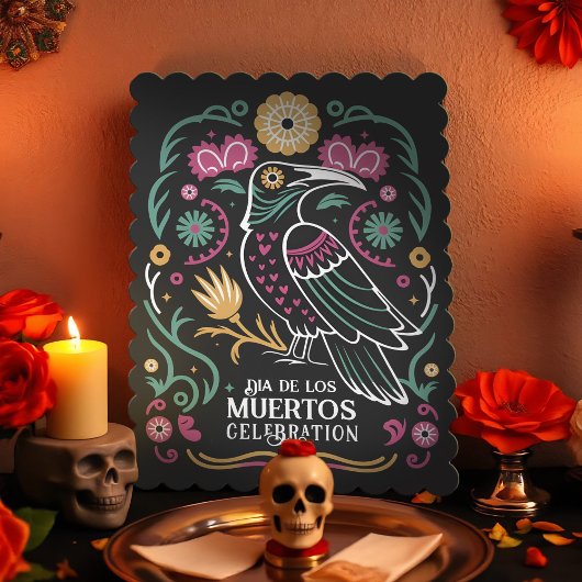 Raven & Calavera Dio De Los Muertos Kaart