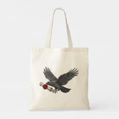 Raven Carrying Love Letter Gothic Messenger Bird Tote Bag (Achterkant)