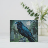 Raven cementaire ghotische macabre volle maan scen briefkaart (Staand voorkant)