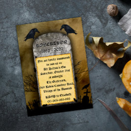 Raven Cemetery Creepy Halloween Invitation Briefkaart