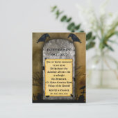 Raven Cemetery Creepy Halloween Invitation Briefkaart (Staand voorkant)