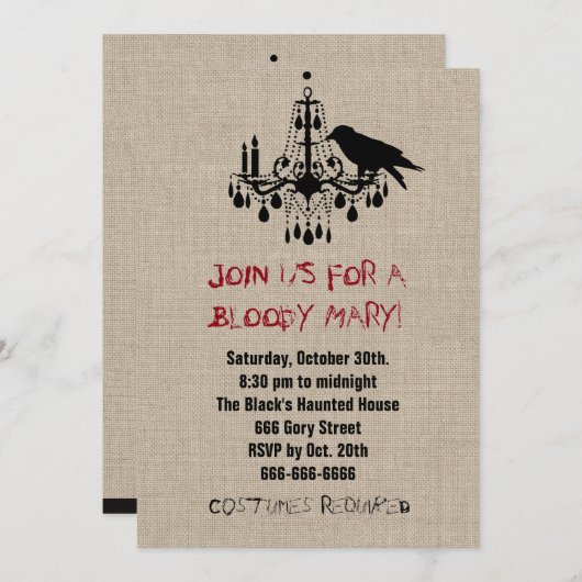 Raven & Chandelier op uitnodiging van Burlap Hallo (Voorkant / Achterkant)