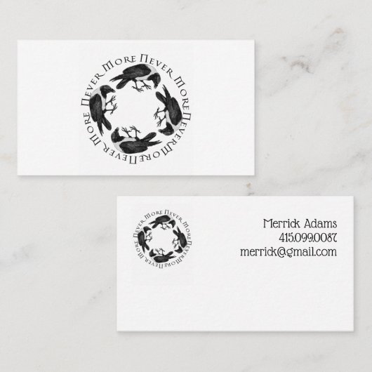 Raven Circle Nooit Meer Gotisch Visitekaartje (Voorkant / Achterkant)