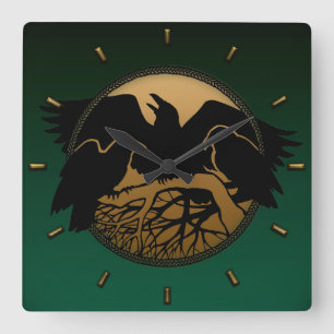 Raven Clock Native Raven Art Wall Clock Bird Clock Vierkante Klok