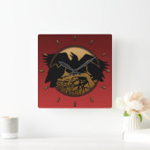 Raven Clock Native Raven Art Wall Clock Bird Gift Vierkante Klok (Huis)