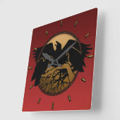 Raven Clock Native Raven Art Wall Clock Bird Gift Vierkante Klok (Hoek)