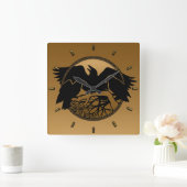Raven Clock Native Raven Art Wall Clock Bird Gift Vierkante Klok (Huis)