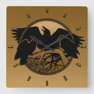 Raven Clock Native Raven Art Wall Clock Bird Gift Vierkante Klok
