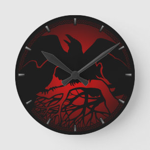 Raven Clock Native Raven Art Wall Clocks & Gifts Ronde Klok