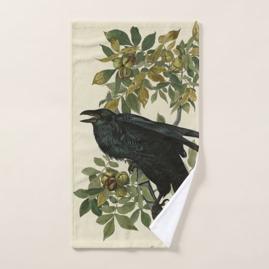 Raven (Common Raven) van Audubon Birds of America Bad Handdoek (Handdoek)