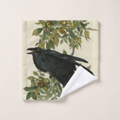 Raven (Common Raven) van Audubon Birds of America Bad Handdoek (Wasdoekje)