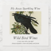 Raven (Common Raven) van Audubon Birds of America Sparkling Wijnetiket (Enkel label)