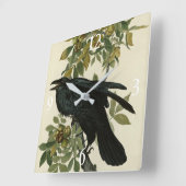 Raven (Common Raven) van Audubon Birds of America Vierkante Klok (Hoek)