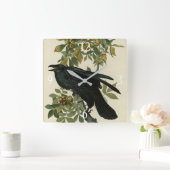 Raven (Common Raven) van Audubon Birds of America Vierkante Klok (Huis)