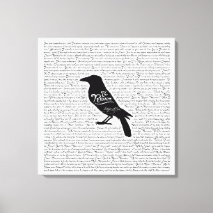 Raven Compleet gedicht door Edgar Allan Poe 12x12 Canvas Afdruk