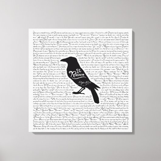 Raven Compleet gedicht door Edgar Allan Poe 12x12 Canvas Afdruk (Voorkant)