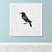 Raven Compleet gedicht door Edgar Allan Poe 12x12 Canvas Afdruk (Insitu (Houten vloer))