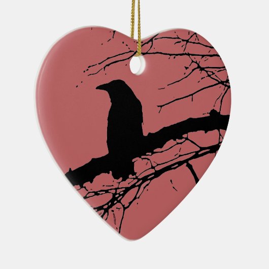 Raven Cracked Heart Keramisch Ornament (Rechts)