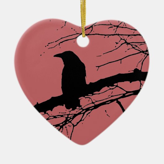 Raven Cracked Heart Keramisch Ornament (Voorkant)