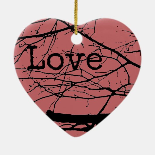 Raven Cracked Heart Keramisch Ornament (Achterkant)