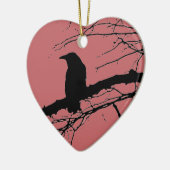 Raven Cracked Heart Keramisch Ornament (Links)
