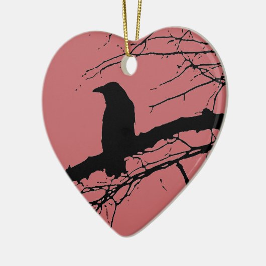 Raven Cracked Heart Keramisch Ornament (Links)