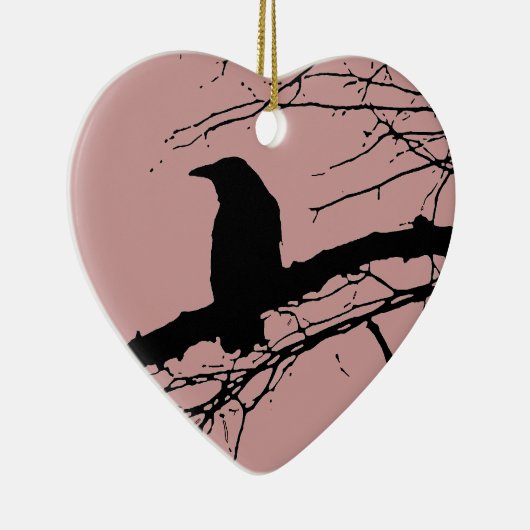 Raven Cracked Heart Keramisch Ornament (Rechts)