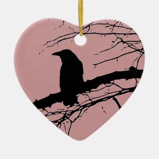 Raven Cracked Heart Keramisch Ornament (Voorkant)