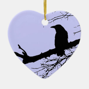 Raven Cracked Heart Keramisch Ornament