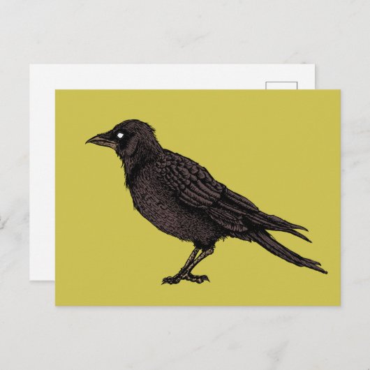 Raven Creepy Crow Bright Gothic Ink Art Briefkaart (Voorkant / Achterkant)