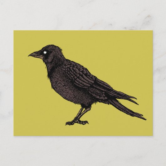 Raven Creepy Crow Bright Gothic Ink Art Briefkaart (Voorkant)