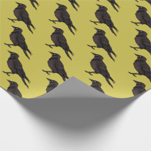 Raven Creepy Crow Bright Gothic Ink Art Cadeaupapier