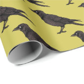Raven Creepy Crow Bright Gothic Ink Art Cadeaupapier (Rol Hoek)