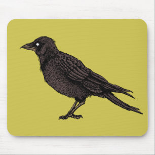 Raven Creepy Crow Bright Gothic Ink Art Muismat