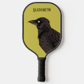 Raven Creepy Crow Bright Gothic Ink Art Name Pickleball Paddle (Achterkant)