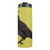 Raven Creepy Crow Bright Gothic Ink Art Name Thermosbeker (Voorkant)