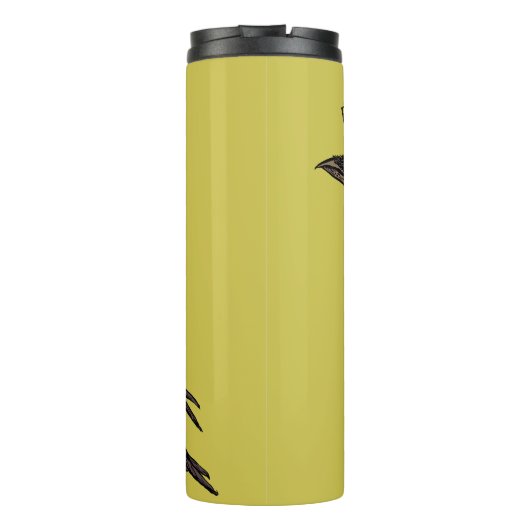 Raven Creepy Crow Bright Gothic Ink Art Name Thermosbeker (Achterkant)