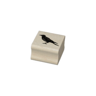 Raven Creepy Crow Bright Gothic Ink Art Rubberstempel
